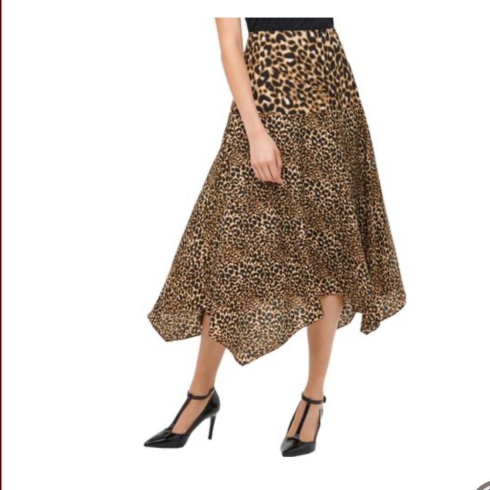 Calvin Klein Leopard Midi Skirt Size 4